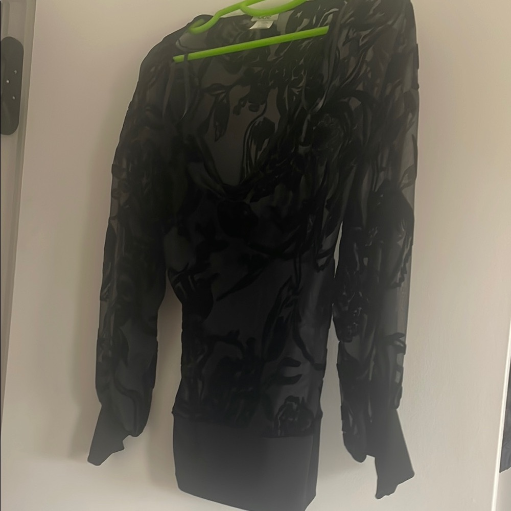 Black Sheer Long Sleeve Top